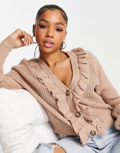 Бежевый кардиган на пуговицах с оборками Brave Soul Austin-Светло-бежевый цвет