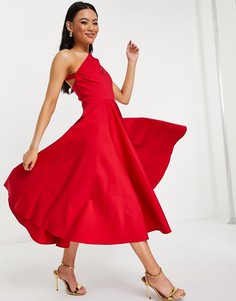 Красное платье миди с вырезом AQAQ-Красный
