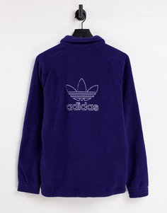 Темно-синий флисовый топ с короткой молнией adidas Originals adicolor