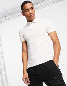 Кремовая футболка-поло узкого кроя из пике с фирменным логотипом Polo Ralph Lauren-Белый