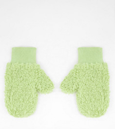 Эксклюзивные варежки из искусственного меха «борг» лаймового цвета My Accessories London-Зеленый цвет