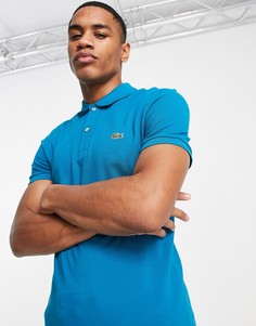 Бирюзовое узкое поло из пике Lacoste-Голубой