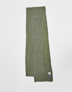 Базовый шарф в рубчик цвета хаки Tommy Jeans-Зеленый цвет