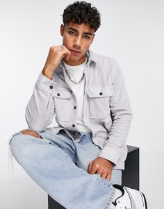 Серая флисовая рубашка навыпуск Topman-Серый