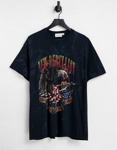 Черная oversized-футболка с принтом "New Rebellion" Topman-Черный цвет