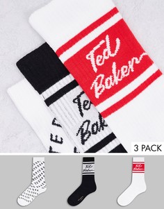 Комплект из 3 пар спортивных белых носков в подарочной упаковке Ted Baker Radpack-Белый