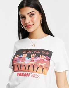 Новогодняя футболка с принтом "Mean Girls" белого цвета ASOS DESIGN Christmas-Белый