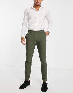 Зеленые атласные узкие брюки Jack & Jones Premium-Зеленый цвет