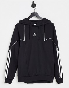 Черный худи с большим логотипом-трилистником adidas Originals-Черный цвет