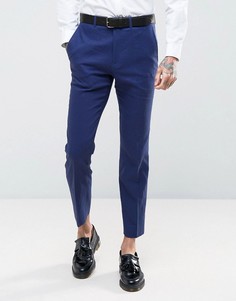 Облегающие льняные брюки French Connection-Синий