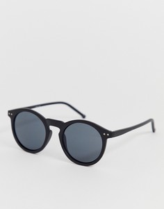 Черные круглые солнцезащитные очки ASOS DESIGN-Черный