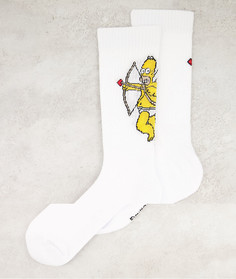 Спортивные носки с принтом Гомера в образе купидона в День святого Валентина ASOS DESIGN-Белый