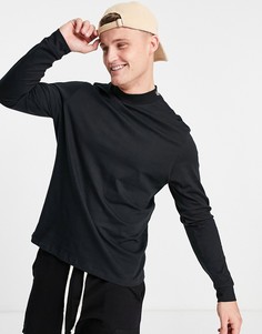 Черный лонгслив с высоким воротником Jack & Jones Originals ORG-Черный цвет