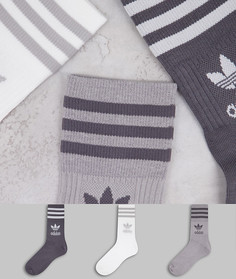 Набор из 3 пар серых носков средней длины adidas Originals-Серый