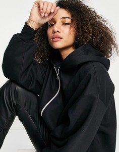 Oversized-худи черного цвета с двойной молнией Bershka-Черный