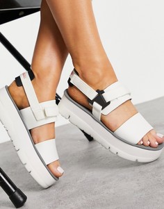 Белые кожаные сандалии на плоской платформе с ремешками Camper Oruga Up-Белый