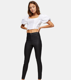 Черные джинсы скинни с покрытием Topshop Petite Joni-Черный