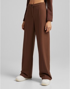 Коричневые свободные брюки с широкими штанинами в винтажном мужском стиле Bershka-Коричневый цвет