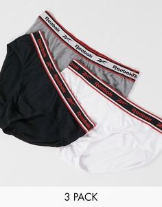Набор из 3 черных/серых боксеров-брифов Reebok-Многоцветный