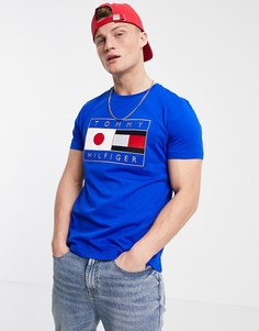 Футболка с изображением флага Японии Tommy Hilfiger-Голубой