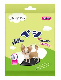 Пеленки для животных одноразовые Neki Zoo с липучками, угольные, 60 x 45 см, 100 шт