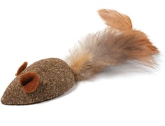 Жевательная игрушка для кошек из кошачьей мяты Triol Мышка с перьями, коричневый