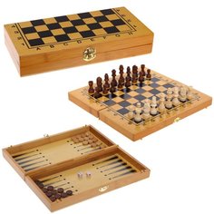 Игра настольная 3 в 1 (шахматы, шашки, нарды), арт. 231291 РемекоКлаб