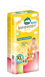 Подгузники INSEENSE Classic XL 12-20 кг., 48 шт. InsCXL48Yel