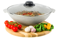 Сковорода ВОК 3 л 28 см Elan Gallery ГАРМОНИЯ ВКУСА Серый агат с крышкой D28