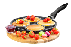 Сковорода для оладий 26 см Elan Gallery ГАРМОНИЯ ВКУСА Черный мрамор, несъёмная ручка