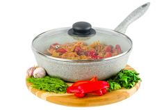 Сковорода глубокая 26 см Elan Gallery ГАРМОНИЯ ВКУСА Серый агат с крышкой D206