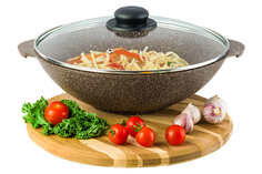 Сковорода ВОК 3 л 28 см Elan Gallery ГАРМОНИЯ ВКУСА Коричневый опал с крышкой D28