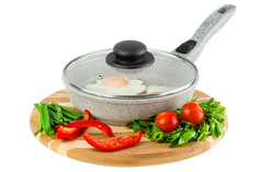 Сковорода глубокая 20 см Elan Gallery ГАРМОНИЯ ВКУСА Серый агат с крышкой D20
