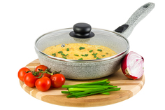 Сковорода глубокая 22 см Elan Gallery ГАРМОНИЯ ВКУСА Серый агат с крышкой D22