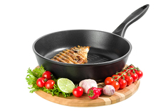 Сковорода - гриль круглая 26 см Elan Gallery ГАРМОНИЯ ВКУСА Черный оникс, несъёмная ручка