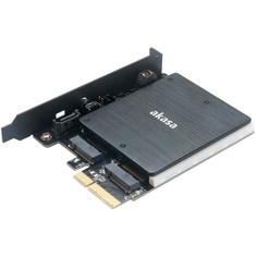 Переходник Akasa AK-PCCM2P-03 с радиатором для 2xM.2 NGFF M-Type SSD в PCIe 3.0 x4