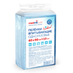 MEDMIL Пеленки впитывающие одноразовые гелевые 60*90 см. "ЛЮКС" (с САП ) по 10 шт.