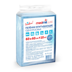 MEDMIL Пеленки впитывающие одноразовые гелевые 60*60 см. "ЛЮКС" (с САП ) по 10 шт.