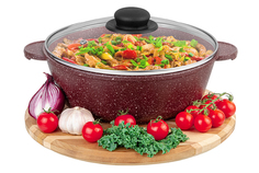 Жаровня-сотейник 3 л 24 см Elan Gallery ГАРМОНИЯ ВКУСА Рубин с крышкой D24