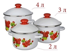 Набор посуды СтальЭмаль 3пр №15 белый Калина красная N15B84
