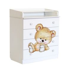 Пеленальный комод Фея 1580 Медвежонок, белый Polini Kids