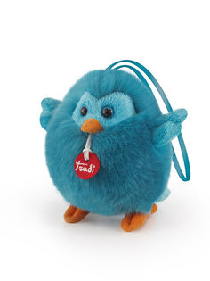 Мягкая игрушка Trudi Синяя птичка-пушистик на веревочке, 10 см