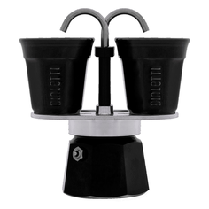 Гейзерная кофеварка Bialetti Мини Экспресс Чёрная 2 порции+2 чашки
