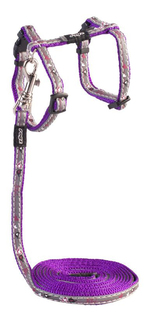 Шлейка с поводком для кошек Rogz NightCat XS-8мм 1,8 м Фиолетовый CLJ208E)