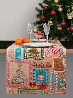 Дорожка на стол из рогожки "Всё себе" "Новогодние мотивы"; 45 х 145