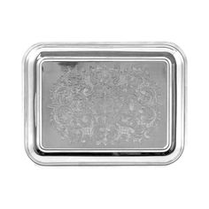 Поднос прямоугольный с гравированным. рисунком никелированный Кольчугинский мельхиор