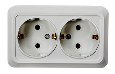 Розетка ASD/InHome Bolleto ОУ, 2-местная, 16А, земля, пластиковая основа, белый, 7128