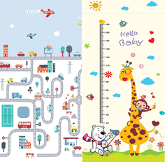 Детский развивающий игровой складной коврик MIKMEL Городской трафик/Жирафы 150х200х1см