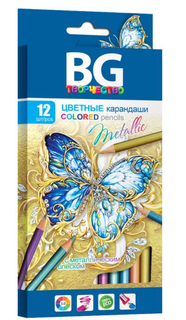 Карандаши цветные "Metallic", 12 цветов BG®
