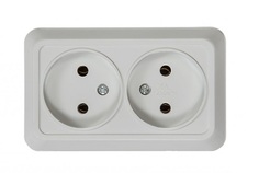 Розетка ASD/InHome Bolleto ОУ, 2-местная, 16А, пластиковая основа, белый, 7102